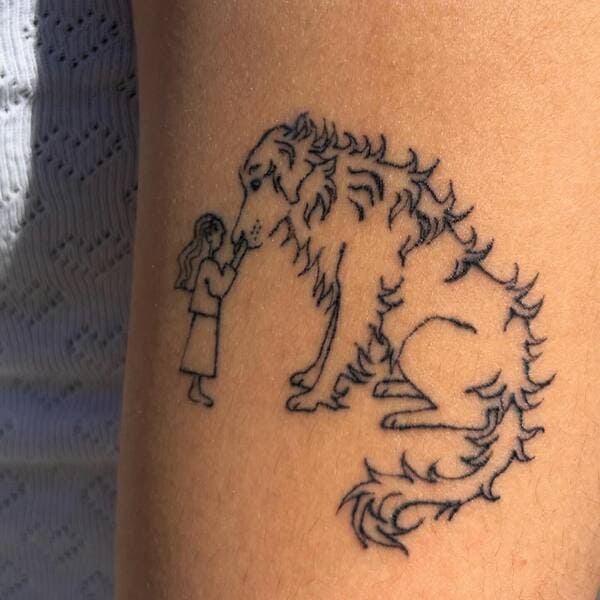 62 Beautiful Remembrance Tattoos for Dogs: A Heartfelt Tribute 7 Geometric style dog skeleton memorial tattoo in black ink